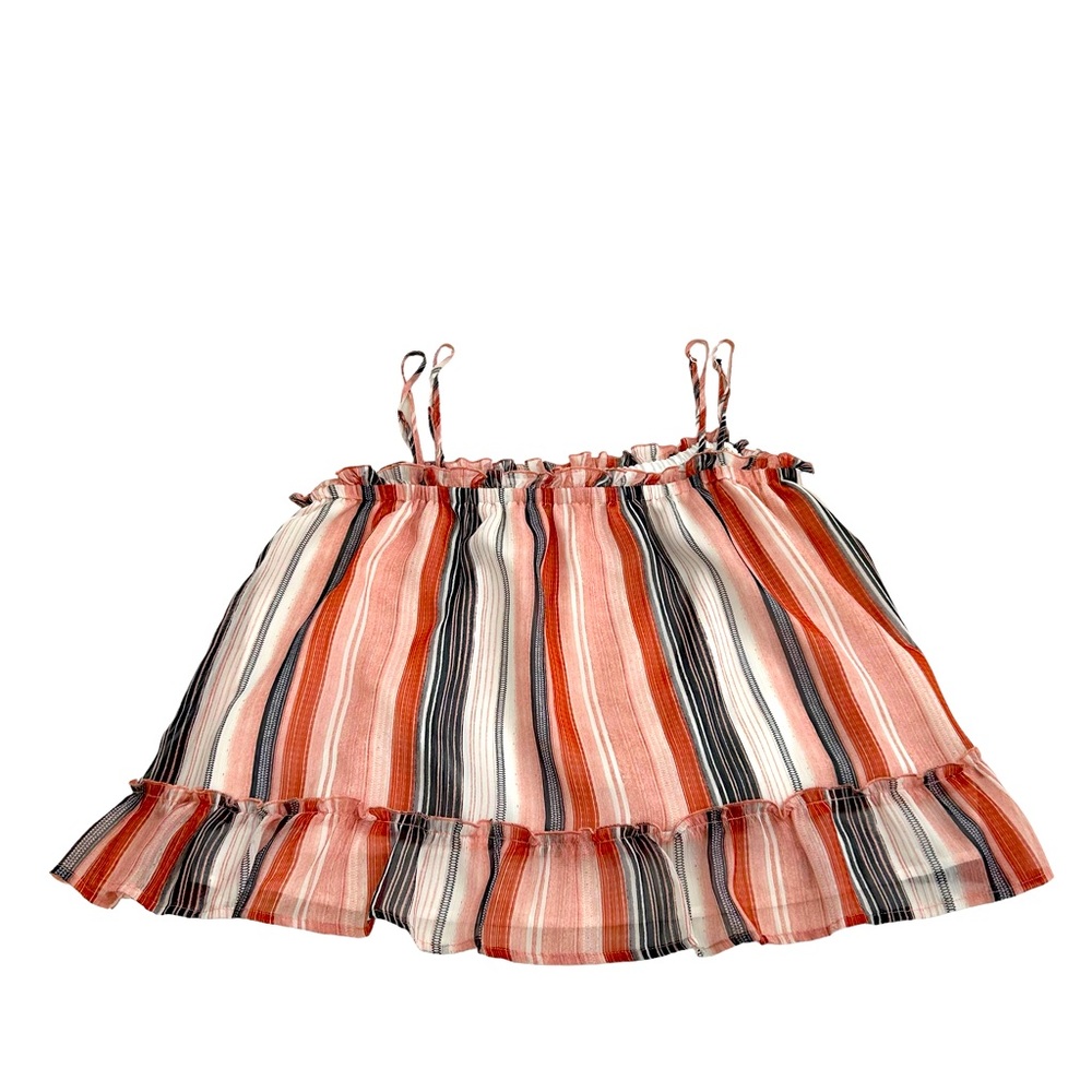 Jack By BB Dakota Multicolor Striped Walk The Line Ruffle Tank Top, Size Large - Picture 5 of 13
